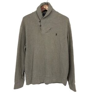 Polo Ralph Lauren Men Shawl Collar Pullover Sweater Olive Green Elbow‎ Patch XL